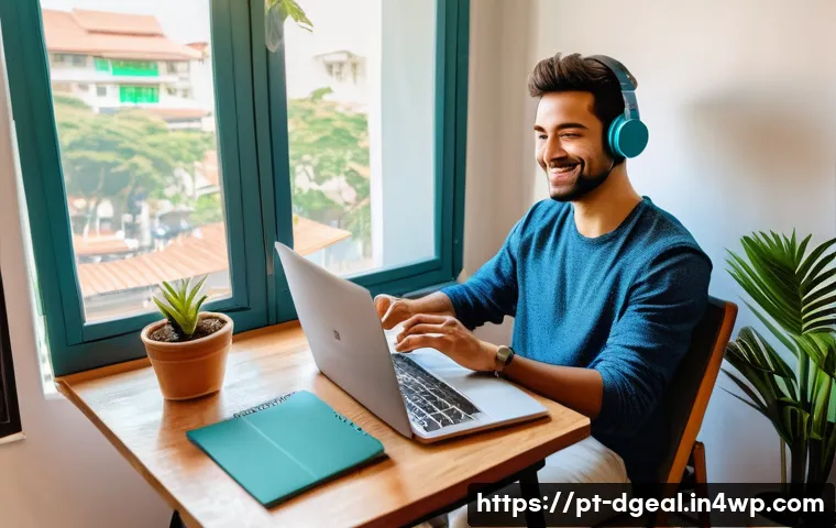 디지털 노마드의 건강 관리 방법 - A vibrant digital nomad workspace set in a cozy, small apartment in São Paulo, Brazil, featuring a y...